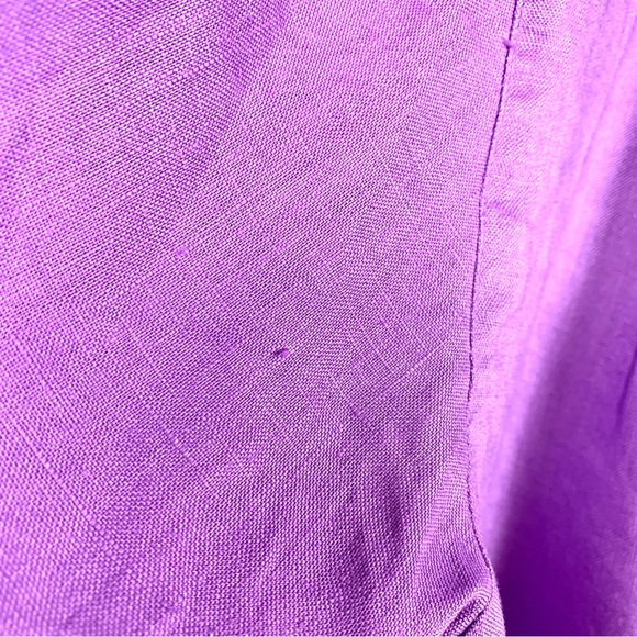 100% Linen ‘Natural Blue by Visitor’ Men’s Purple Button Down SS Shirt, Size L - Picture 12 of 14